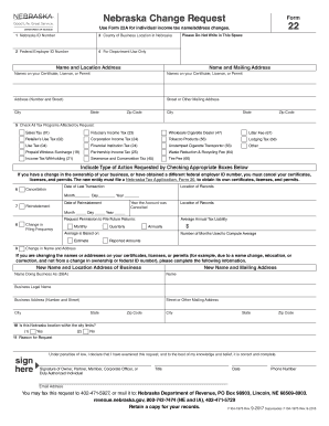  22 Nebraska Change Request  Nebraska Department of Revenue 2015