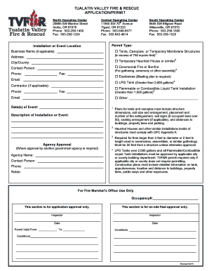 Get and Sign TUALATIN VALLEY FIRE & RESCUE APPLICATIONPERMIT 2015 Form