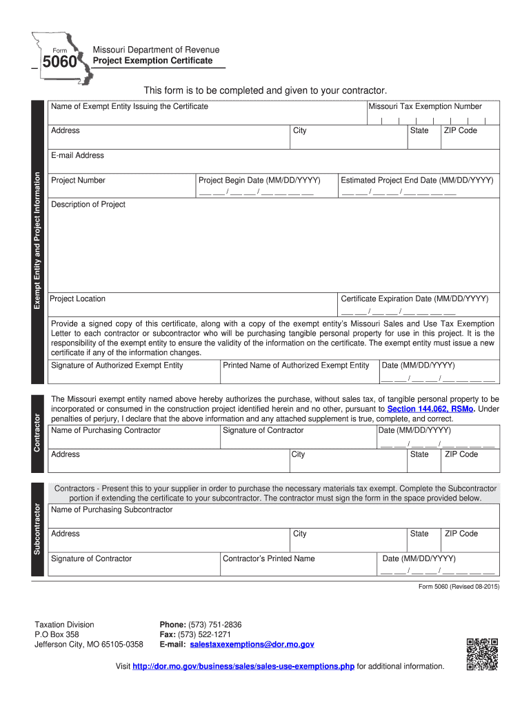  Project Exemption Certificate Form 5060 2015