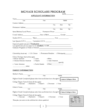 McNair Scholar Application 2012Updated1 20  Form