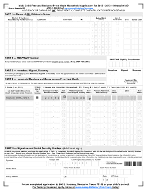 Mesquite Isd Lunch App  Form