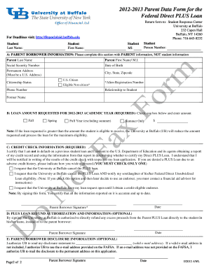 Parent Data Form for the