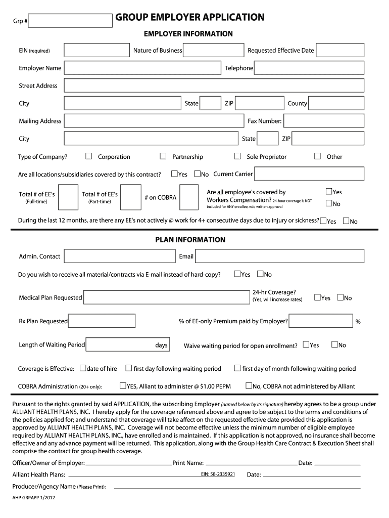 GROUP EMPLOYER APPLICATION  Form