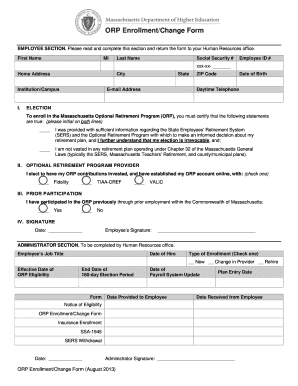 ORP EnrollmentChange Form Mass