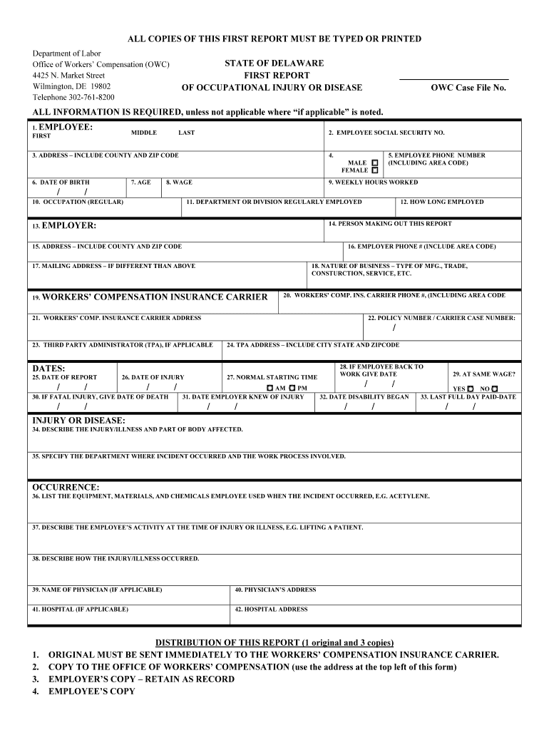 First Report of Injury 12 12b  Form