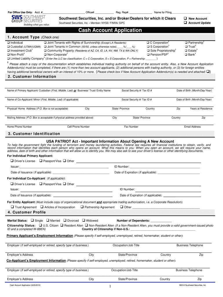 Cash Account Application 6 25  Form