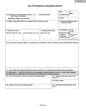 ARC Performance Progress Report Form Appalachian Regional Arc