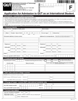 Qut Application Form