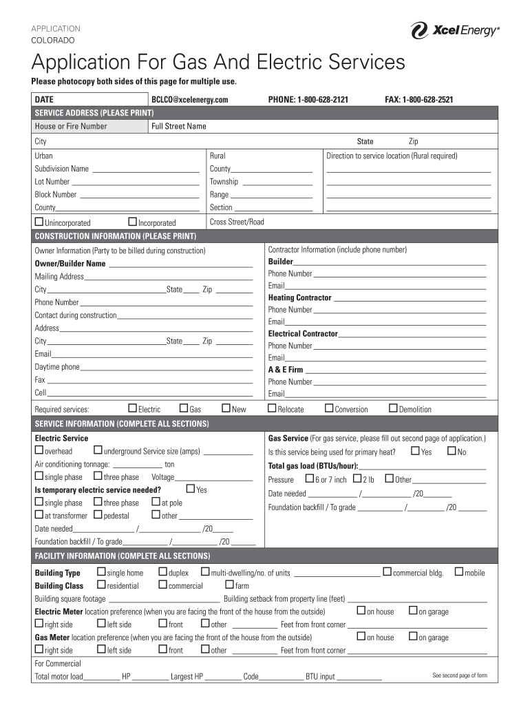 APPLICATION COLORADO Application for Gas and  Form