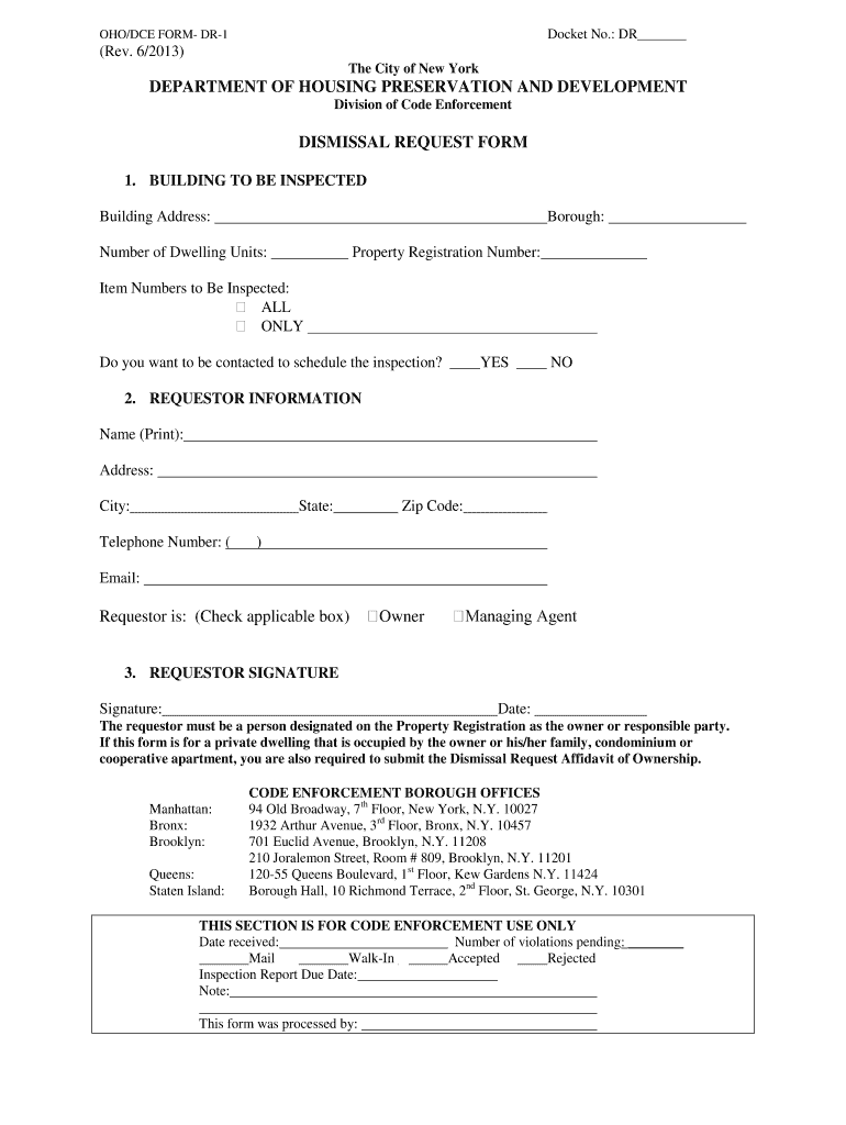  Hpd Dismissal Request 2018