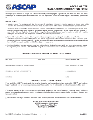 Ascap Resignation  Form