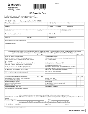 MRI Requisition Form St Michael&#39;s Hospital