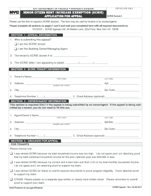 Scrie Appeal Application  Form