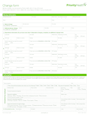 Priority Health Change Form