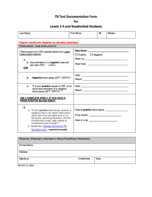 Tb Skin Test Form Cdc