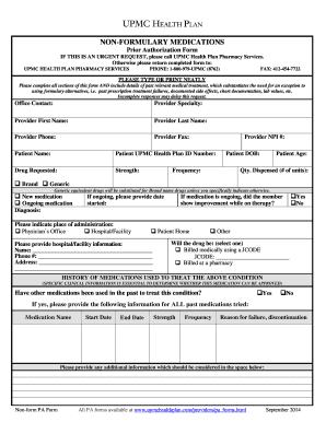 Non Formulary Medications UPMC Health Plan