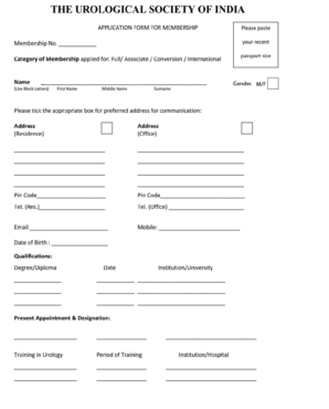 Urology Society of India Members List  Form