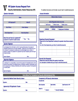 HR System Access Request Form Hr Vanderbilt