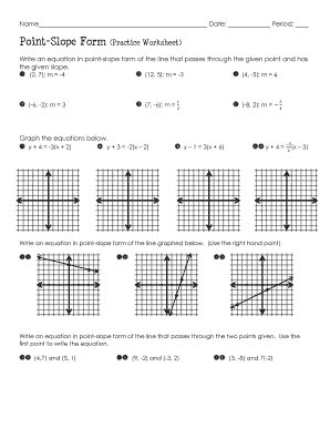 Point and Slope Independent Practice Worksheet Answer Key  Form