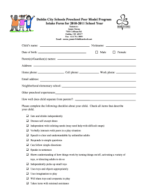 Questionnaire for Child Swallow Eval Intake  Form
