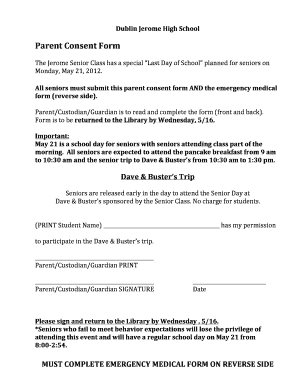 Field Day Permission Slip  Form