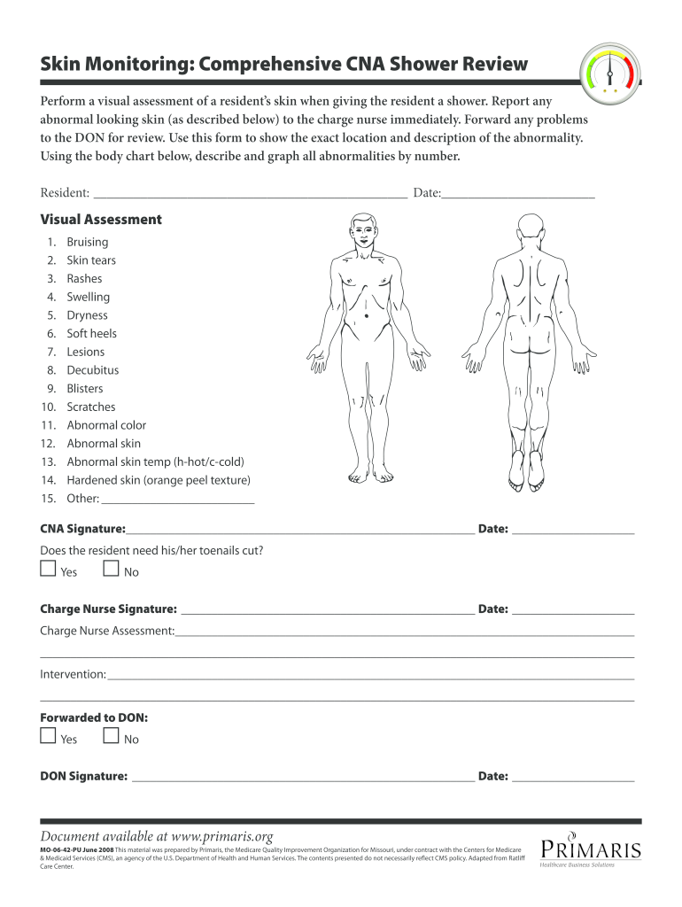 Get and Sign Shower Sheets for Cna 2008-2022 Form