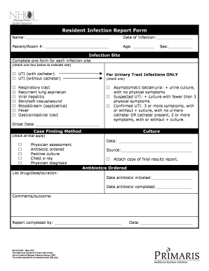 Resident Infect Report Form