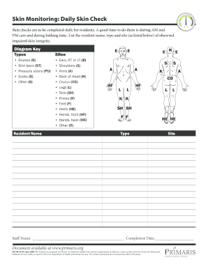  Skin Integrity Monitoring Form 2008-2024