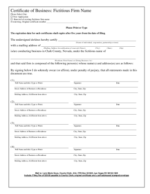 Nv Fictitious Firm Name  Form
