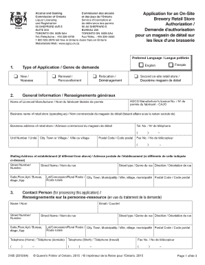 3165 Application for an on Site Brewery Retail Store Authorization Agco on  Form