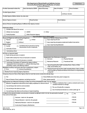  Print Form Ohio Department Mental Health and Addiction Services 2013