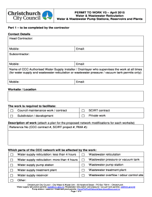 Permit to Work Form