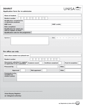 Dsar 07 Unisa  Form