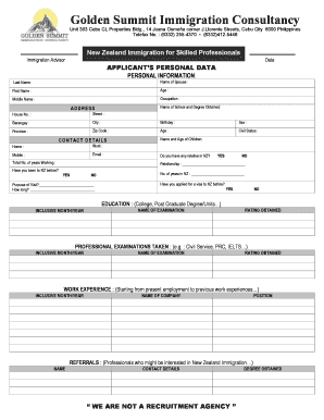 Golden Summit Immigration Consultancy  Form