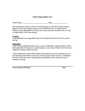 Patient Responsibility Letter Template  Form