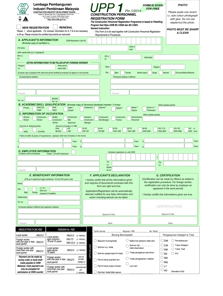  Cidb Green Card Renewal 2014-2024