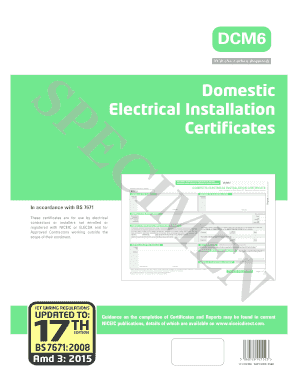 Dcm6 Domestic Installation Certificates  Form