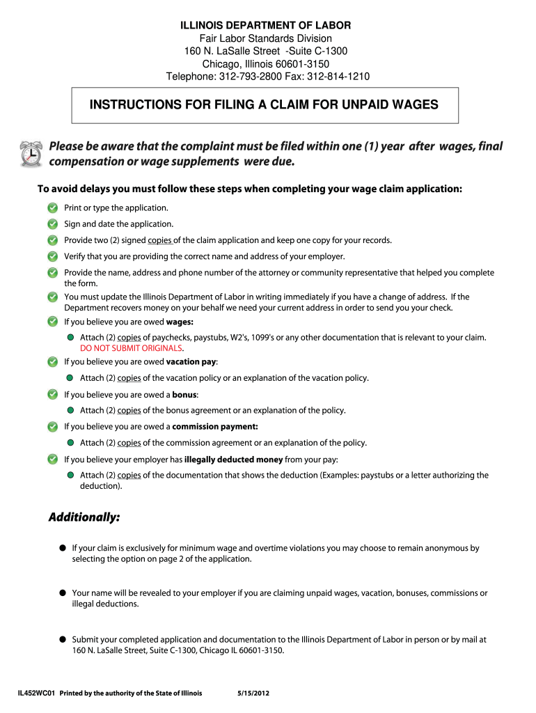  Illinois Wage Claim 2012-2024