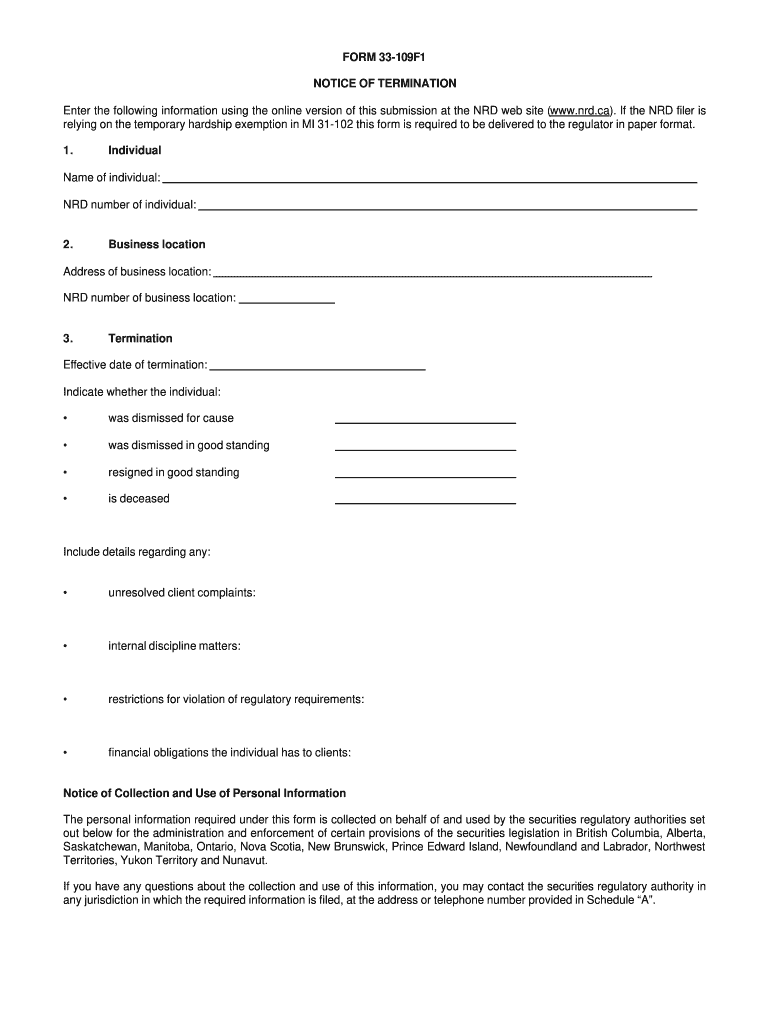 Form 33 109f1