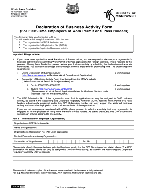 Mom Declare Business Activity  Form