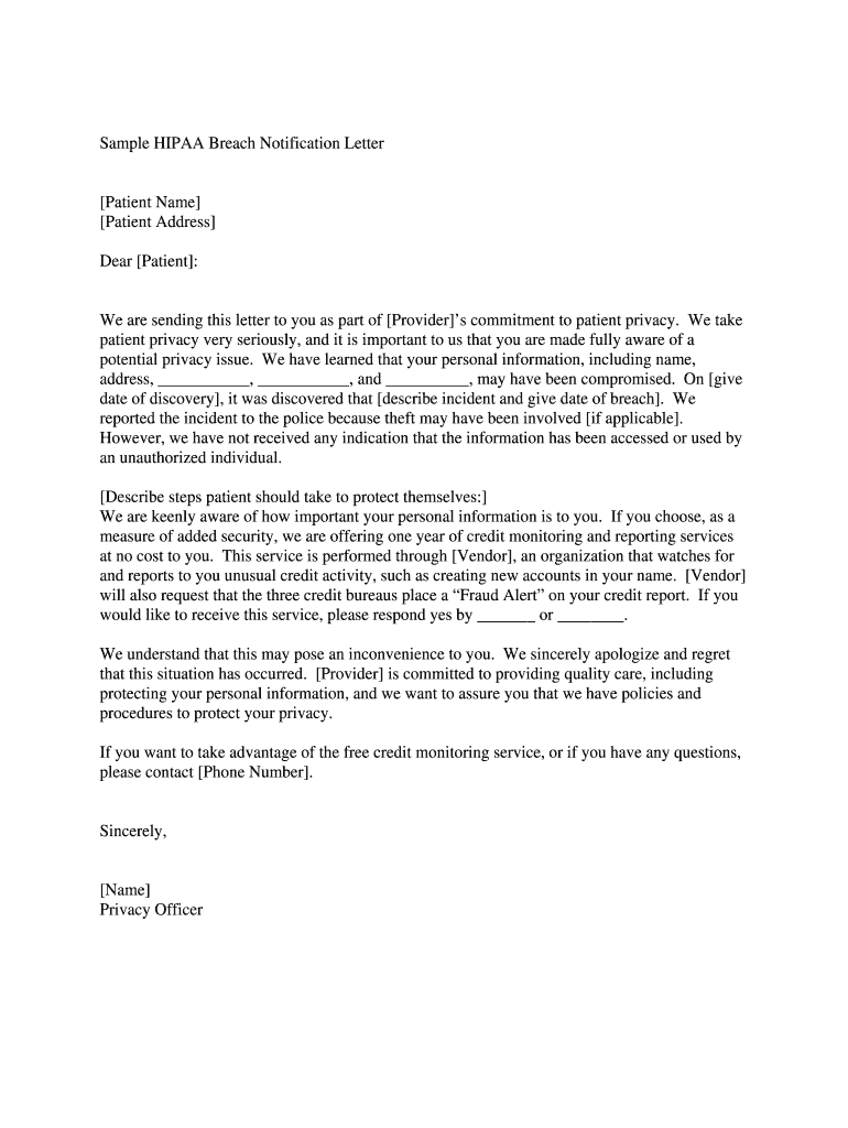 HIPAA Credit Dispute Letter PDF  Form