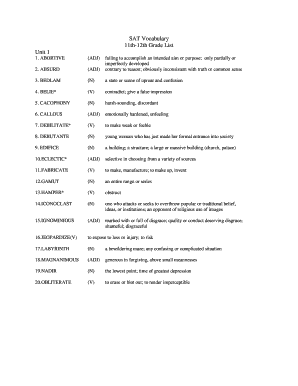 12th grade academic vocabulary words