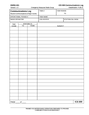 Ics 309 Fillable  Form