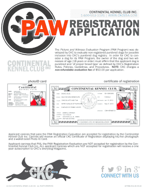 Ckc Paw Registration  Form