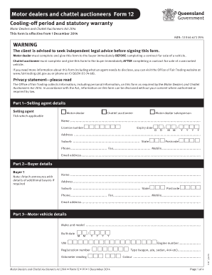 Form 12 Motor Dealer