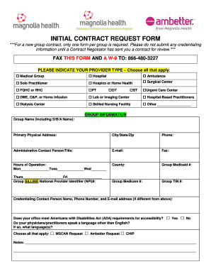 Contract Request Form PDF Magnolia Health Plan