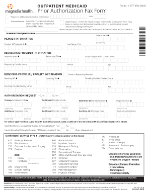  Outpatient Prior Authorization Form Magnolia Health Plan 2014