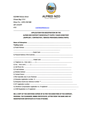 Alfred Nzo District Municipality Database Forms