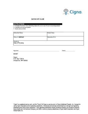 State of Wyoming Cigna Claims Form