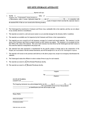 Off SITE STORAGE AFFIDAVIT  Form